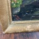 Antique Watercolor Painting Pasture Cows Meanderin