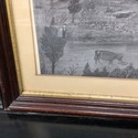 Antique Charcoal Drawing Dark Moody Cows River Sto