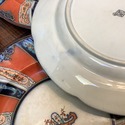 10 Antique English Dinner Plates Orange Flow Blue 