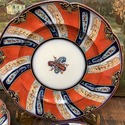 10 Antique English Dinner Plates Orange Flow Blue 