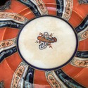 10 Antique English Dinner Plates Orange Flow Blue 