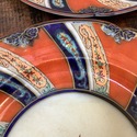 10 Antique English Dinner Plates Orange Flow Blue 