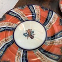 10 Antique English Dinner Plates Orange Flow Blue 
