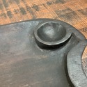 Wood Carved Inkwell Desktop Double Inkwell Footed 