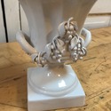 Italian White Urn w Lid Porcelain Sculpted Grape B