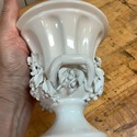 Italian White Urn w Lid Porcelain Sculpted Grape B
