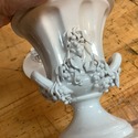 Italian White Urn w Lid Porcelain Sculpted Grape B