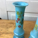Set of 2 Bristol Opalescent Glass Blue Vases Hand 