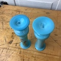 Set of 2 Bristol Opalescent Glass Blue Vases Hand 