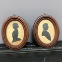 Antique Pair Silhouettes Male Female Portraits Ova