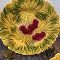 3 PV Made in France Majolica Plates 7.75" Cherries