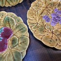 3 PV Made in France Majolica Plates 7.75" Cherries