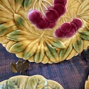 3 PV Made in France Majolica Plates 7.75" Cherries