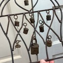 Primitive Wind Chime Iron Heart Basket Shape Frame