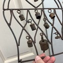 Primitive Wind Chime Iron Heart Basket Shape Frame
