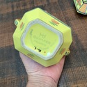 HB Quimper Yellow Octagonal Lady Sugar Bowl w Lid 