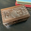 Honduras Hand Carved Box Mahogany Flip Top Lid Fig