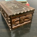 Honduras Hand Carved Box Mahogany Flip Top Lid Fig