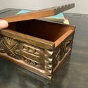 Honduras Hand Carved Box Mahogany Flip Top Lid Fig