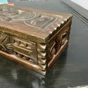 Honduras Hand Carved Box Mahogany Flip Top Lid Fig