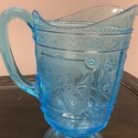 Antique Blue Glass EAPG Pitcher Jug Bryce Brothers