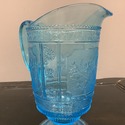 Antique Blue Glass EAPG Pitcher Jug Bryce Brothers