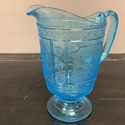 Antique Blue Glass EAPG Pitcher Jug Bryce Brothers