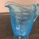 Antique Blue Glass EAPG Pitcher Jug Bryce Brothers