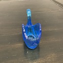 Blue Glass Swan Figure Vintage Salt Dip Salt Cella