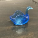 Blue Glass Swan Figure Vintage Salt Dip Salt Cella