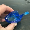 Blue Glass Swan Figure Vintage Salt Dip Salt Cella
