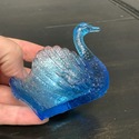 Blue Glass Swan Figure Vintage Salt Dip Salt Cella