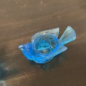 2 Blue Glass Open Salt Dips Bird Figures Berry in 