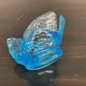 2 Blue Glass Open Salt Dips Bird Figures Berry in 