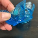 2 Blue Glass Open Salt Dips Bird Figures Berry in 
