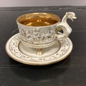 Capodimonte Teacup Saucer Set White Gold Dragon Ha