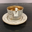 Capodimonte Teacup Saucer Set White Gold Dragon Ha