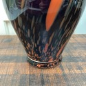Art Glass Vase Black Orange Amber Pulled Lines to 