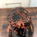 Art Glass Vase Black Orange Amber Pulled Lines to 