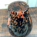 Art Glass Vase Black Orange Amber Pulled Lines to 