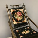 Antique Needlepoint Childrens Childs Spool Rocking