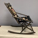 Antique Needlepoint Childrens Childs Spool Rocking