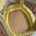 Antique French Carved Wood Footstool Caning Replac