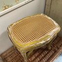 Antique French Carved Wood Footstool Caning Replac