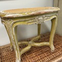 Antique French Carved Wood Footstool Caning Replac