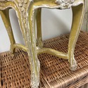 Antique French Carved Wood Footstool Caning Replac
