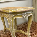 Antique French Carved Wood Footstool Caning Replac