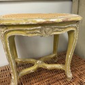 Antique French Carved Wood Footstool Caning Replac