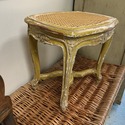 Antique French Carved Wood Footstool Caning Replac