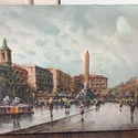 Vintage Oil Painting Piazza Navona Rome Italy Squa